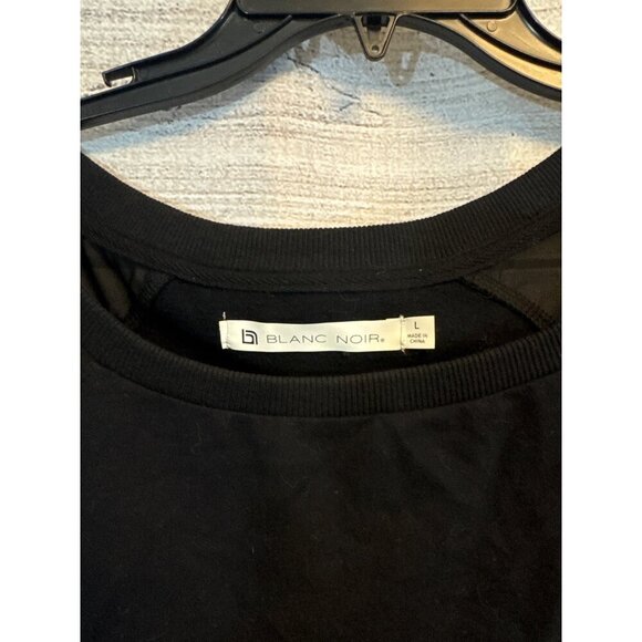 Blanc Noir Twirl Sweatshirt With Kangaroo Pockets Sheer Ruffle Hem Size L - Picture 2 of 3